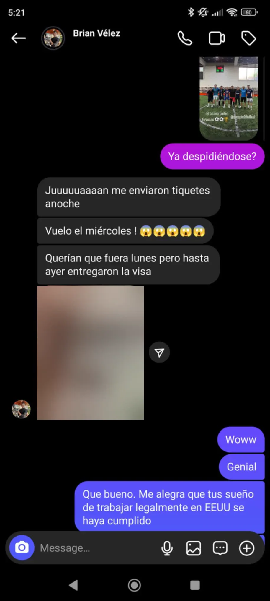 Mensaje de Brian: ya tiene vuelo a EE.UU.